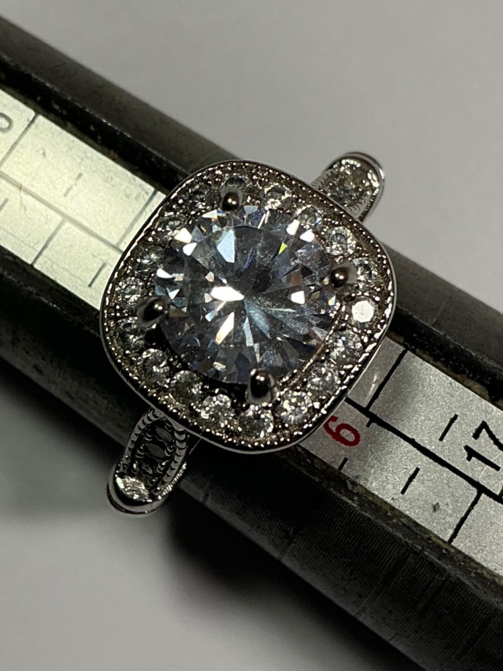 Sterling Silver Ring with clear stones. Size 5.5